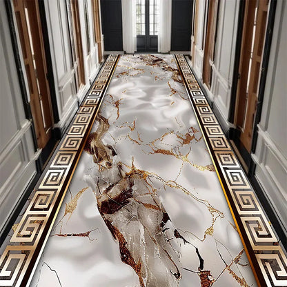 Luxury Black Golden Long Corridor Carpet Hall Runner Decor Non-slip Washable Stairway Rugs European Aisle Floor Mat Customizable