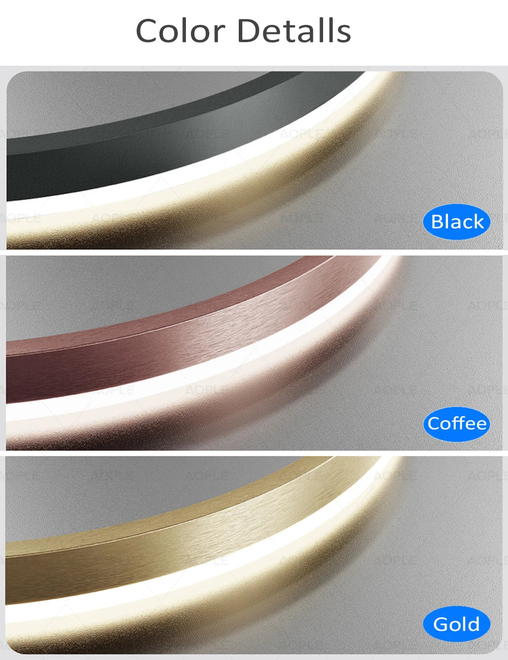 Modern LED pendant lights suitable for bedrooms, living rooms, and dining rooms. Circular ceiling chandelier, home lighting.