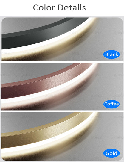 Modern LED pendant lights suitable for bedrooms, living rooms, and dining rooms. Circular ceiling chandelier, home lighting.
