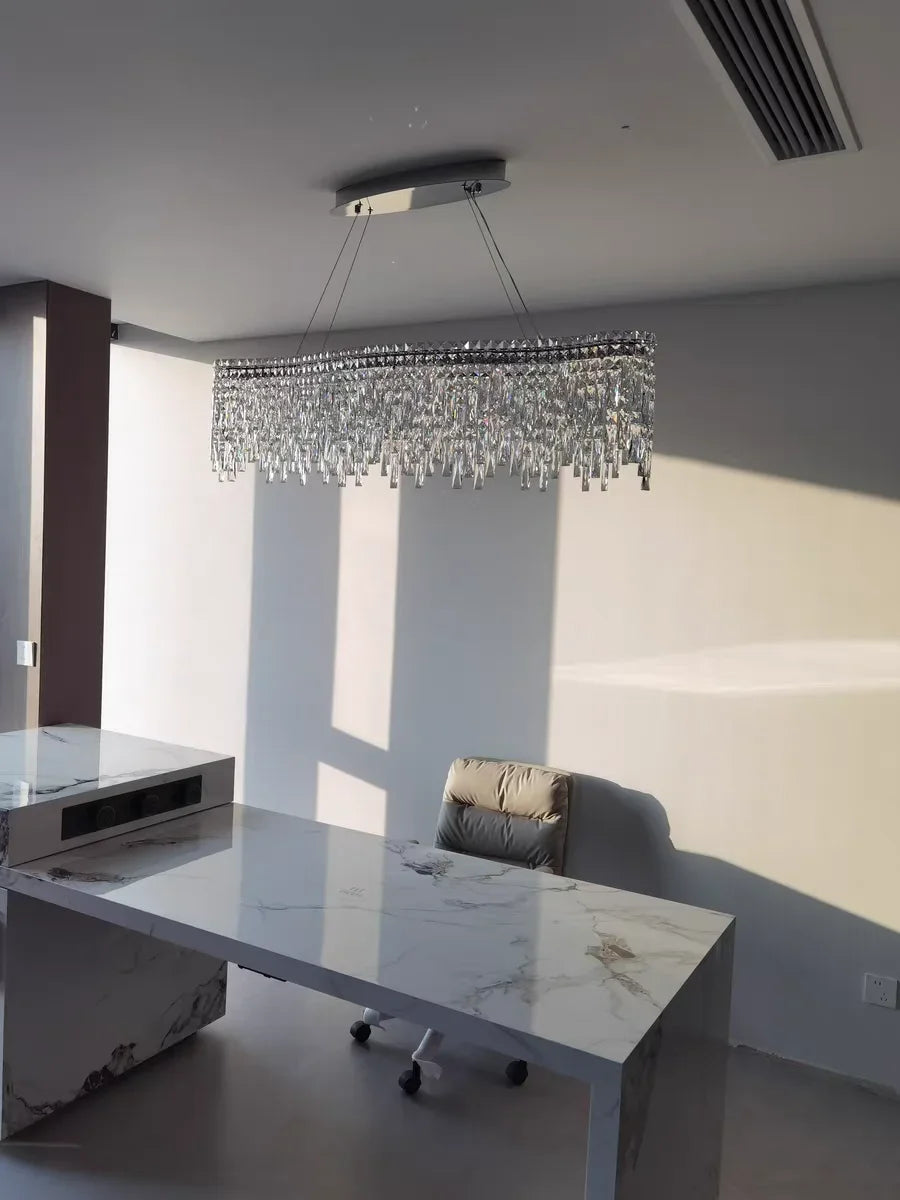 Italy Designer Luxury Chrome Chandelier K9 Crystal for Dining Room Hotel Hall Villa Bar Round Long  Hanging Light Fixture Decor