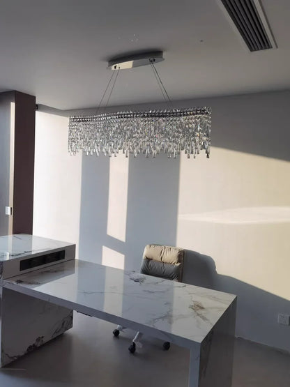 Italy Designer Luxury Chrome Chandelier K9 Crystal for Dining Room Hotel Hall Villa Bar Round Long  Hanging Light Fixture Decor