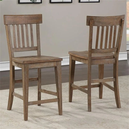 Riverdale Counter Height 9pc Set, 72"-96" Rectangular Table w/Two 12" Leaves, 8 Wooden Counter Chairs, Rustic/Farmhouse Design