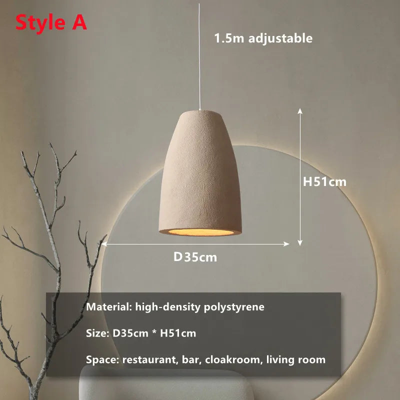Wabi Sabi Restaurant LED Chandelier Light Bar Designer Bedroom Bedside Lamp Home Decor Cement Living Room Homestay Hanging Light