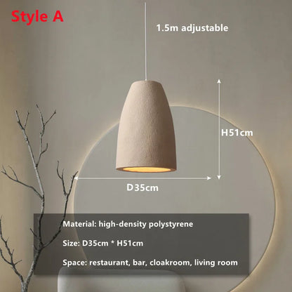 Wabi Sabi Restaurant LED Chandelier Light Bar Designer Bedroom Bedside Lamp Home Decor Cement Living Room Homestay Hanging Light