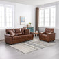 Morden Fort white leather love seat and sofa set, modern luxury and comfy furniture sleeper pouches for living room, apartment,