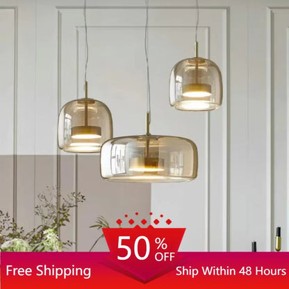 Glass LED Pendant Light for Kitchen, Restaurant, Hanging Lamp, Modern Bedroom, Bedside Shop Decoration, Ceiling Chandeliers, Lustres Decor