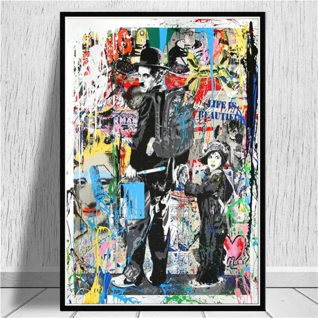 Canvas Wall Art Painting Abstract Banksy Graffiti Art Picture Funny Monkey Street Pop Wall Art Posters for Home Bedroom Decor