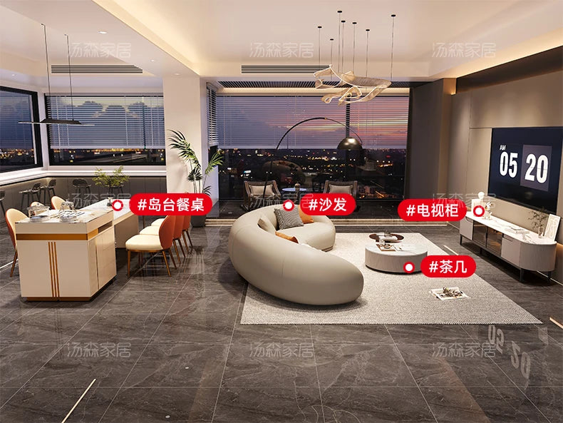 Curved Luxury Couches Unique Vintage Comfortable Italian Modern Puffs Sofa Leather Solid Wood Divano Letto Living Room Furniture