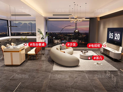 Curved Luxury Couches Unique Vintage Comfortable Italian Modern Puffs Sofa Leather Solid Wood Divano Letto Living Room Furniture