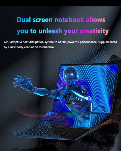 16+14 Dual Screen Touch Intel Core i7-9750H Gaming Business Laptop RAM 64GB SSD 4TB Backlight 6-Core 12 Thread DDR4 HD 4.5GHz