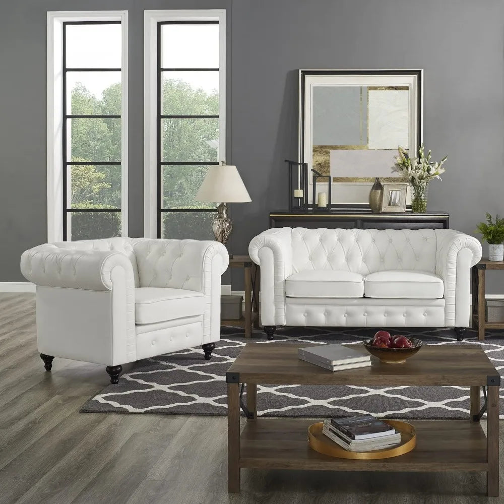 Chesterfield Sofa Set Living Room Chair Juegos Leather Couch Sofa Chair for Bedroom Modern Chesterfield Tufted Leather Chair