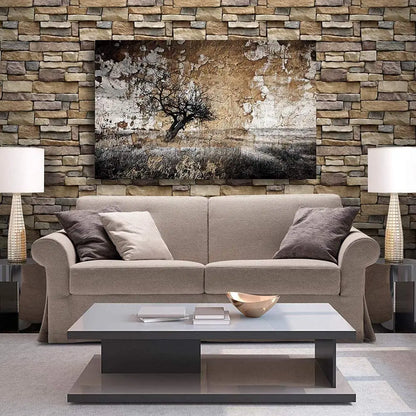 Waterproof Self-Adhesive Stone Brick Wallpaper for Living Room Kitchen Bedroom Removable Stickers for Fall Aesthetic Wall Decor