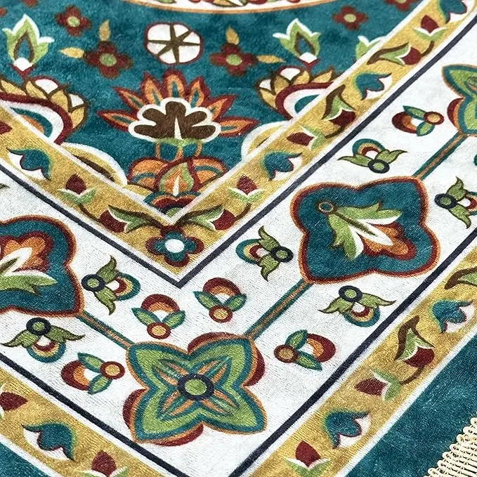 Nicoman Muslim Prayer Rug with Elegant Design | Janamaz | Sajadah | Soft Islamic Carpet Mat, Thick Velvet Fabric