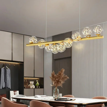 Modern Led Long Ceiling Chandelier Suspension Glass Balls Dining Table Room Kitchen Home Decor Hanging Lamp Front Desk Lights