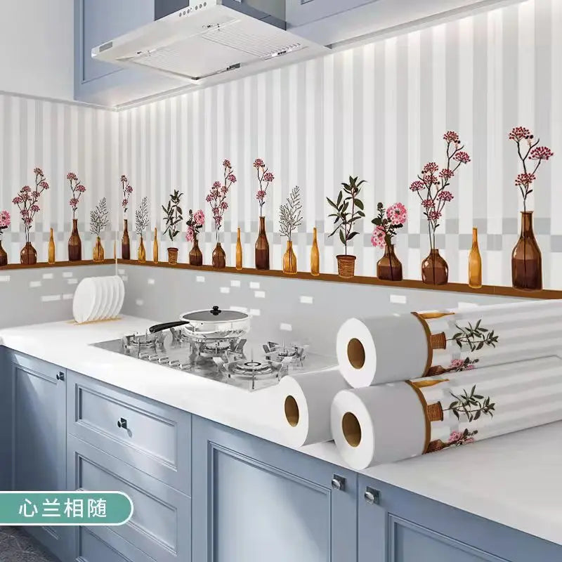Kitchen Stove Oil-proof Sticker Waterproof High Temperature Resistant Wallpapers Kitchen Decoration Self Adhesive Contact Paper