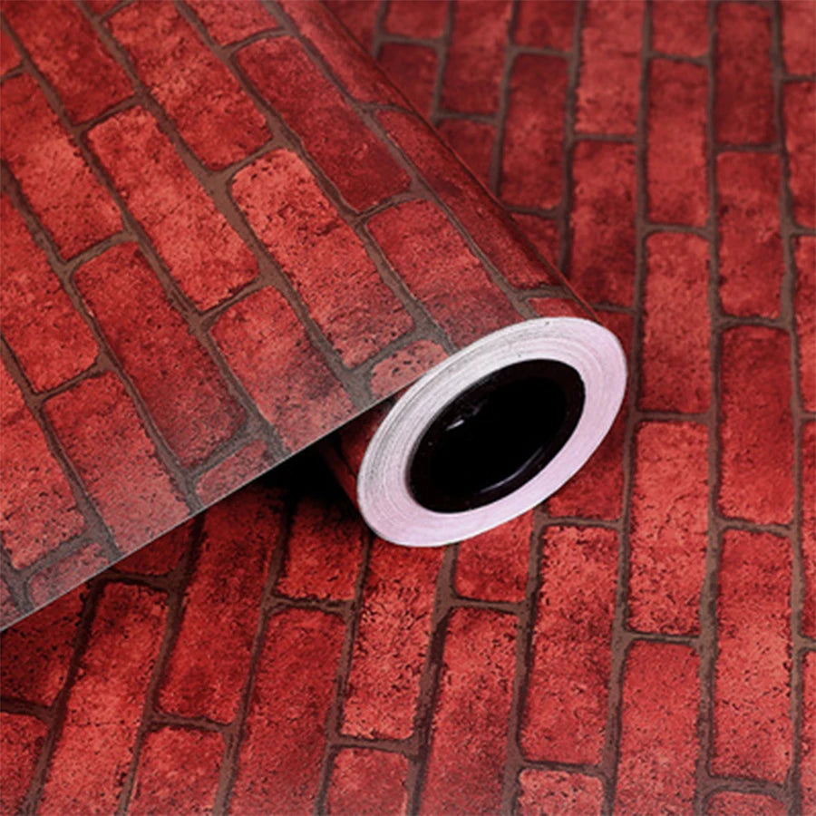 Red Brick Moisture-Proof Waterproof Renovation Sticker PVC Self-Adhesive Room Decoration Bedroom Study Background Wall Wallpaper