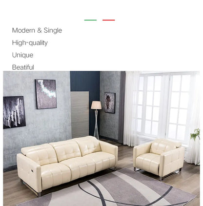 Genuine Leather Recliner Sofa Set,Modern Electric Recliner Sofa Set for Living Room