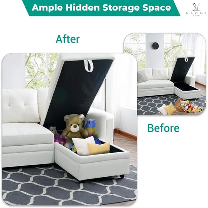 Sofa Beds, with USB Ports-L-Shaped Couch Convertible Pull-Out Bed,Timeless Design,Sturdy Construction, Air Leather Sofas