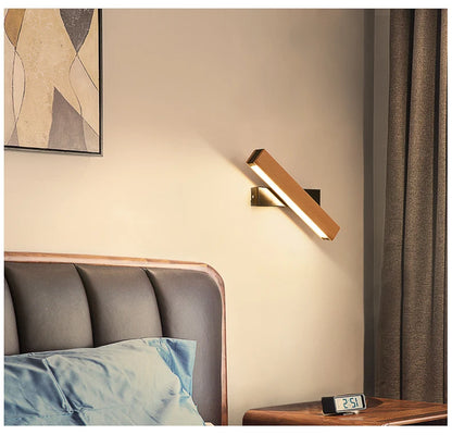 New Rotatable Wall Lamp Nordic Solid Wood LED Wall Light Simple Bedside Study Reading Adjustable Lighting Home Decor Lamps