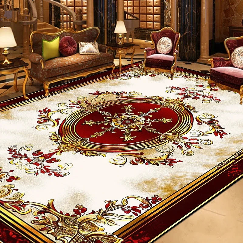 Gorgeous Retro European Carpet Living Room Large Area Decoration Sofa Area Rugs for Bedroom Cloakroom Non-slip Floor Mats