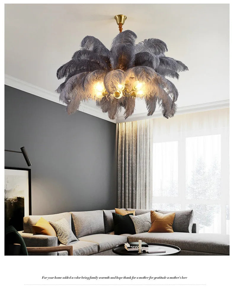 Feather Chandelier Ceiling Lamp LED Pendant Light Nordic Home Decor Lustre Modern Chandelier Pendant Light for Living Room