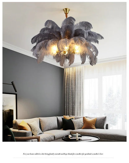Feather Chandelier Ceiling Lamp LED Pendant Light Nordic Home Decor Lustre Modern Chandelier Pendant Light for Living Room