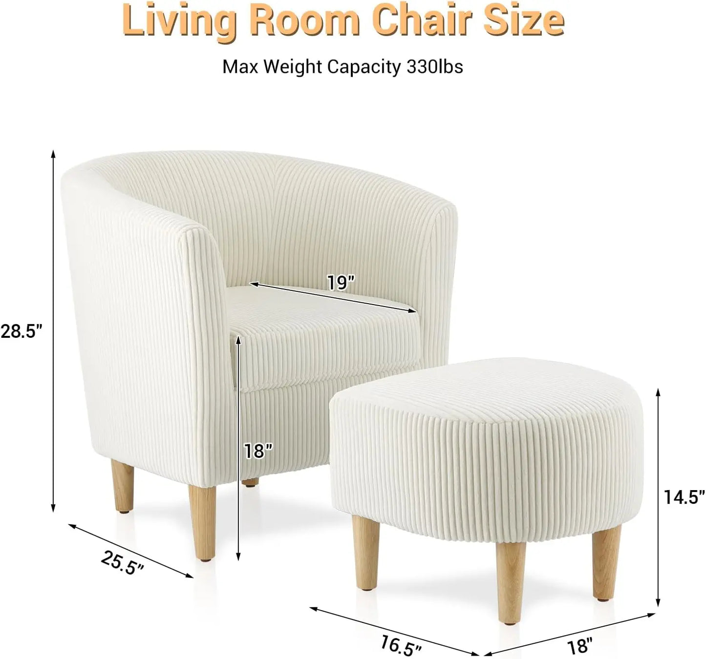 Accent Chair, Sherpa Chair White Fluffy Chair Teddy Barrel Chair with Ottoman Comfy ArmChair Footrest Set
