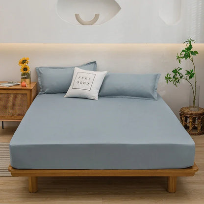 Solid Color Fitted Sheet with 2 Pillowcase Hotel Luxury Deep Pocket Sheet Soft Microfiber Breathable & Comfy Bed Sheet Set, Twin