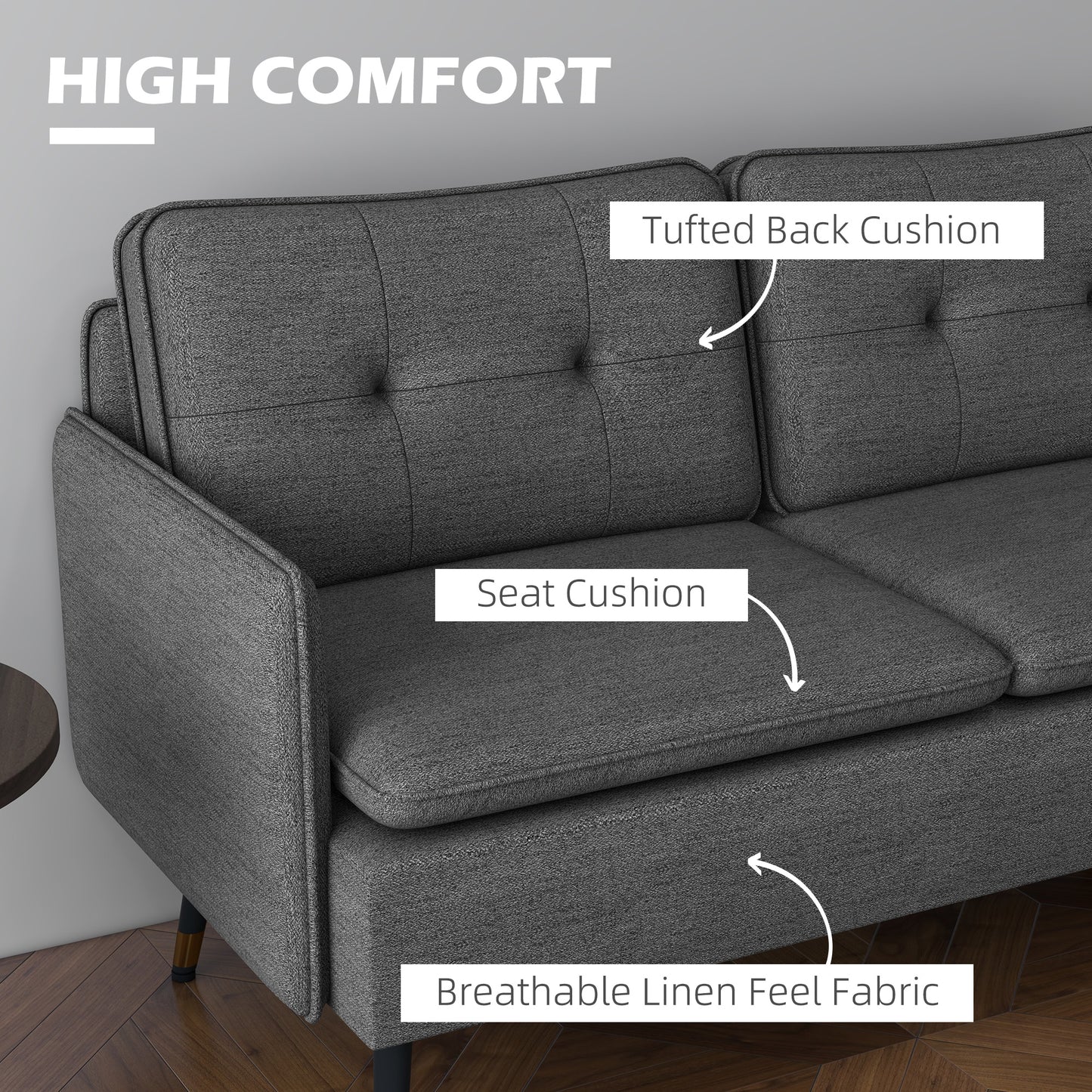 HOMCOM Modern Upholstered Two Seater Sofa for Bedroom Living Room