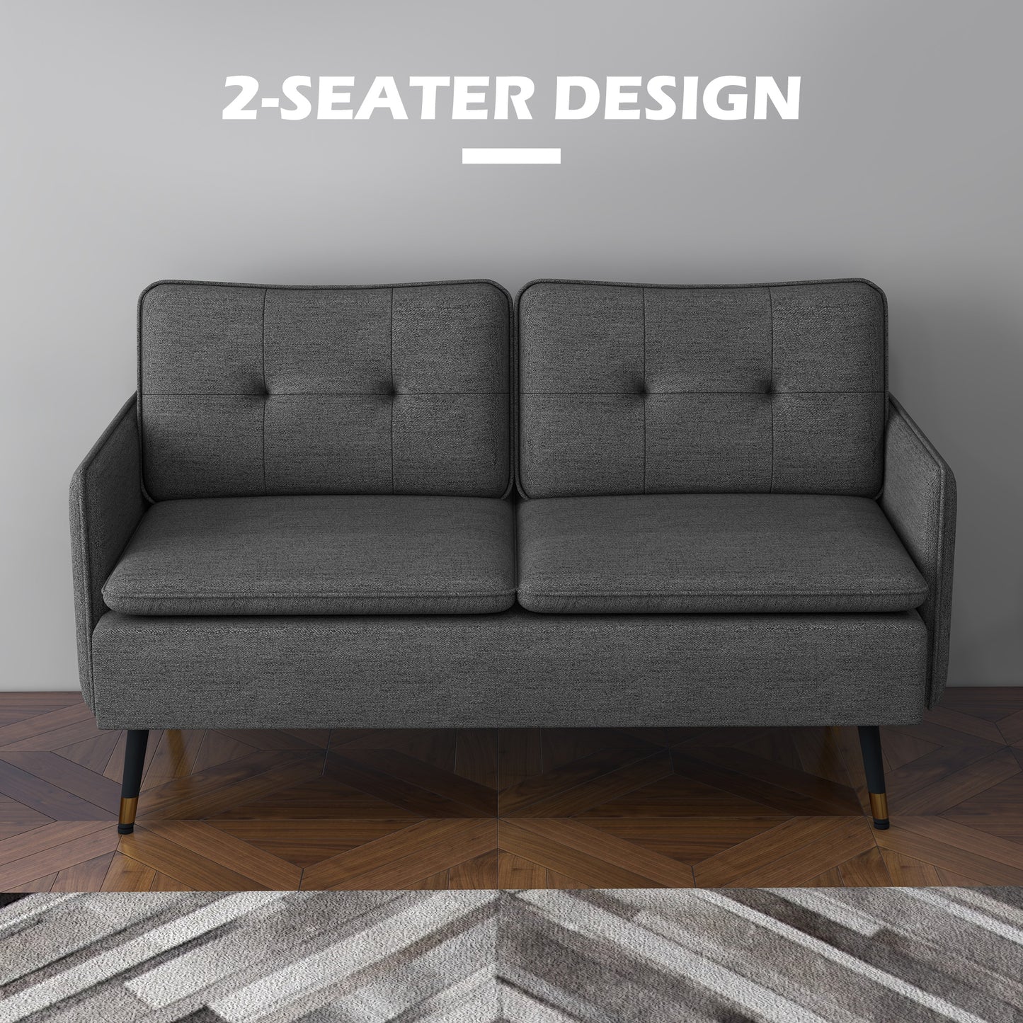 HOMCOM Modern Upholstered Two Seater Sofa for Bedroom Living Room