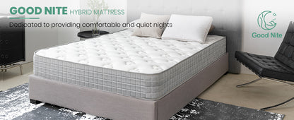 Good Nite Double Mattress - 7 Inch Hybrid Spring & Memory Foam, Zoned Support, Deep H6 Firmness, Comfortable Knitted Fabric